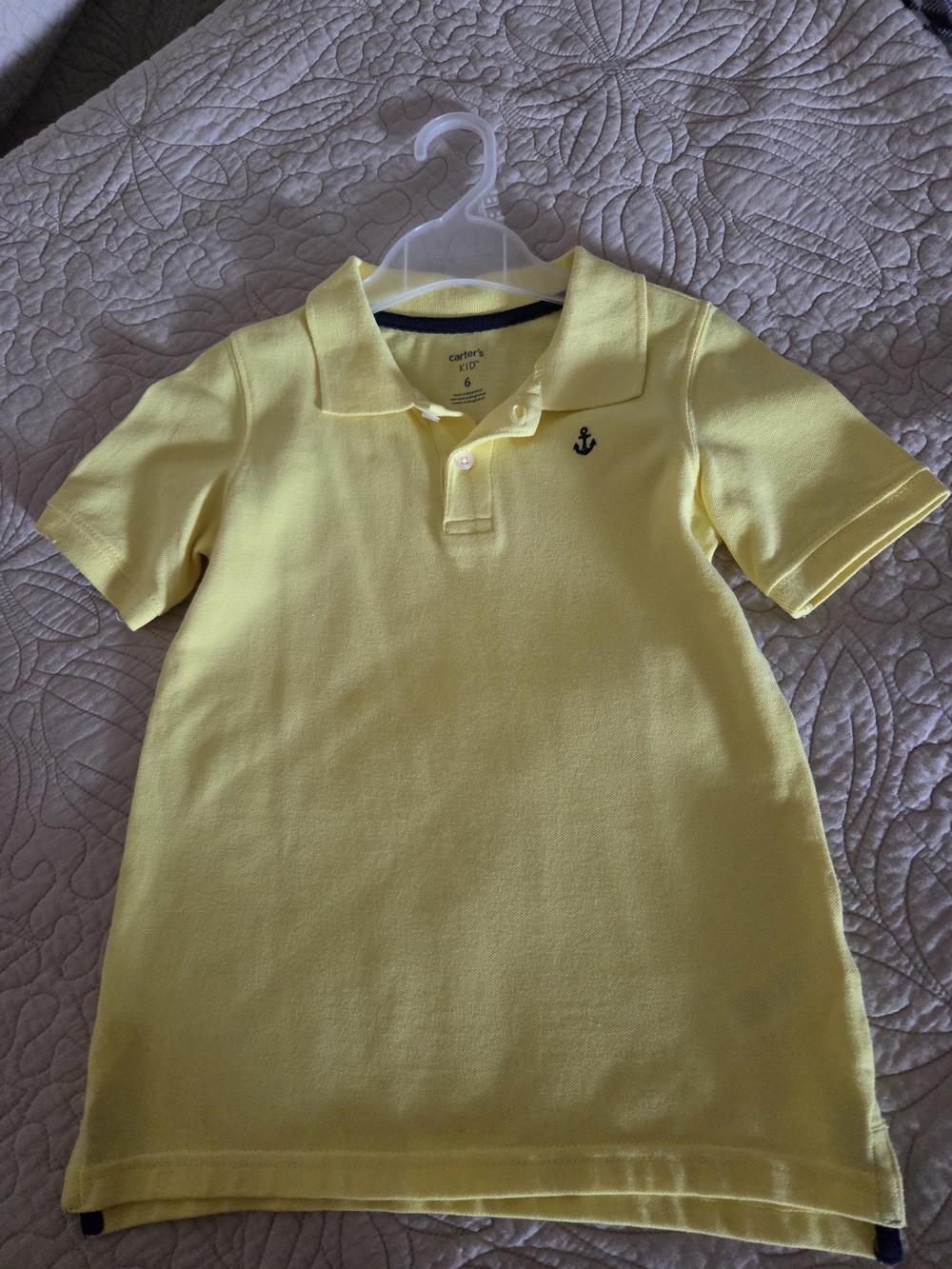Carter's Yellow Polo with Navy Anchor Detail